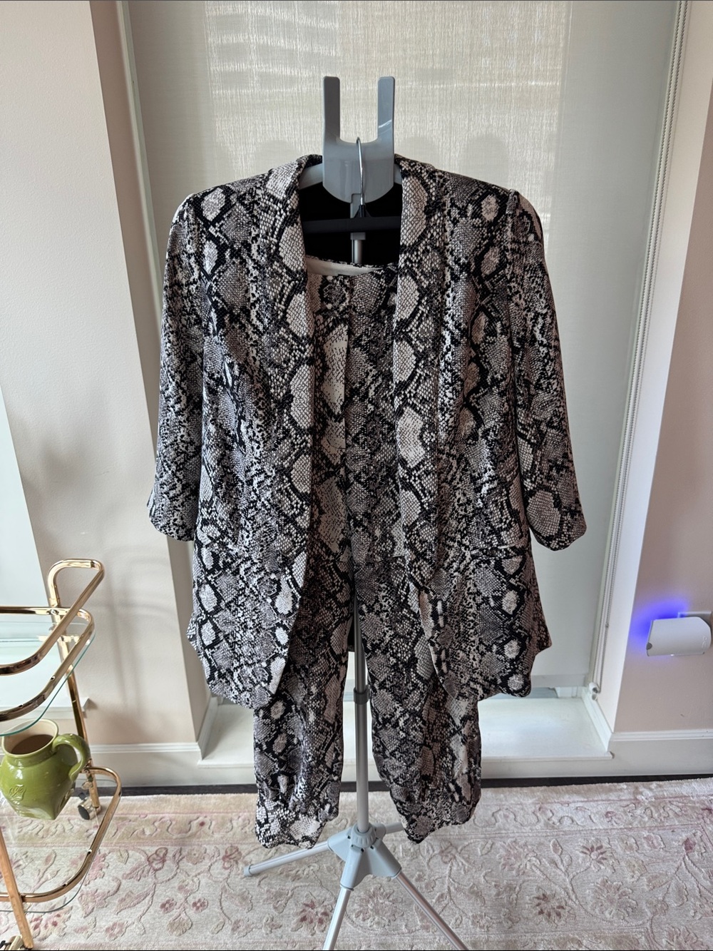 Snakeskin Print Two-Piece Set in Black & White